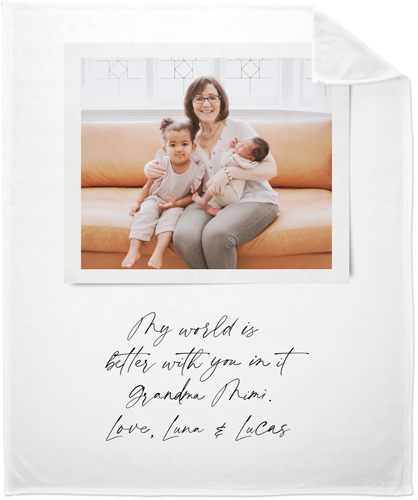 Sentimental Note Fleece Photo Blanket, Plush Fleece, 50x60, White