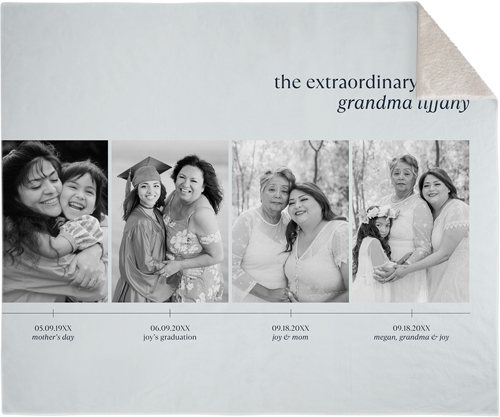 Timeline of Life Fleece Photo Blanket, Sherpa, 50x60, Gray, air