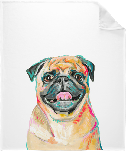 Pug Custom Text Fleece Photo Blanket, Fleece, 50x60, Multicolor