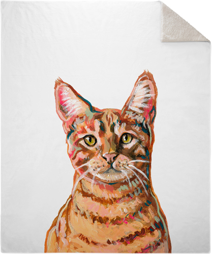 Orange Tabby Custom Text Fleece Photo Blanket, Sherpa, 50x60, Multicolor