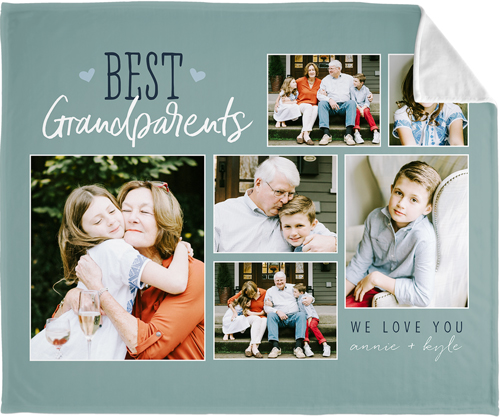 Best Grandparents Fleece Photo Blanket, Plush Fleece, 50x60, Blue