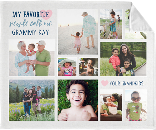 My Favorite People Heart Fleece Photo Blanket, Plush Fleece, 50x60, Gray