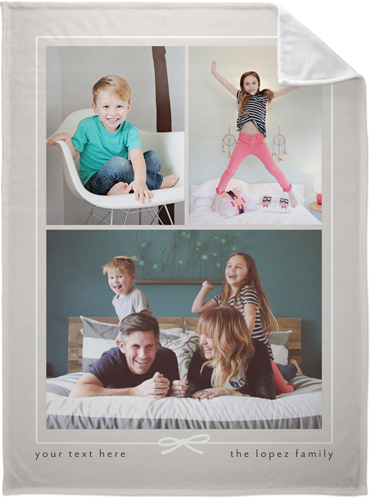 Bow Border Collage Portrait Fleece Photo Blanket, Plush Fleece, 60x80, Brown, cafe