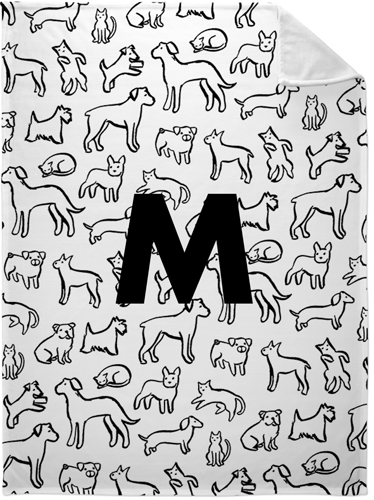 Outlined Dogs Custom Text Fleece Photo Blanket, Plush Fleece, 60x80, Multicolor
