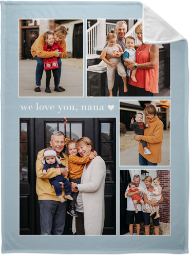 Grandma Heart Frames Fleece Photo Blanket, Plush Fleece, 60x80, Blue, celeste