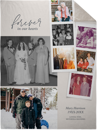 Memorial Filmstrip Fleece Photo Blanket, Sherpa, 60x80, Beige, antique white