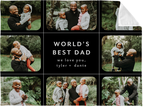 Organic Dad Grid Fleece Photo Blanket, Plush Fleece, 60x80, Black