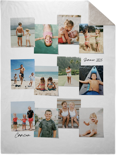 Photo Stack Memories Fleece Photo Blanket, Sherpa, 60x80, White, white