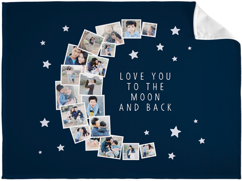 To The Moon Collage Fleece Photo Blanket, Fleece, 60x80, Gray