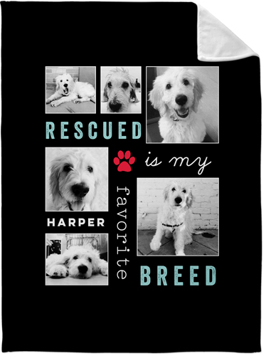 Best Rescued Favorite Breed Fleece Photo Blanket, Plush Fleece, 60x80, Black