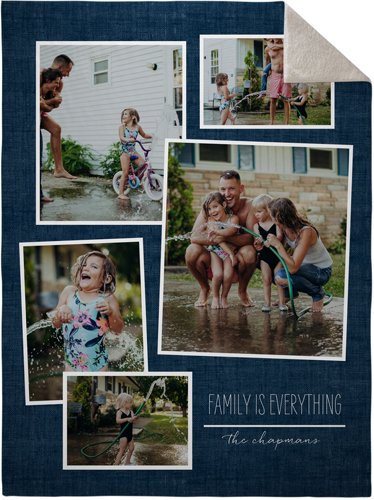 Tilty Collage Fleece Photo Blanket, Sherpa, 60x80, Blue, midnight