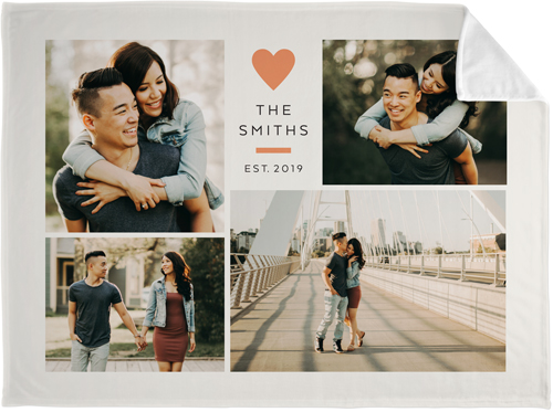 Contemporary Heart Collage Fleece Photo Blanket, Plush Fleece, 60x80, Orange, sedona