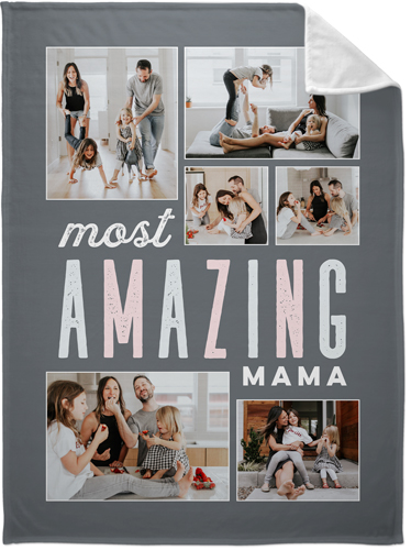 Most Amazing Mom Fleece Photo Blanket, Plush Fleece, 60x80, Pink