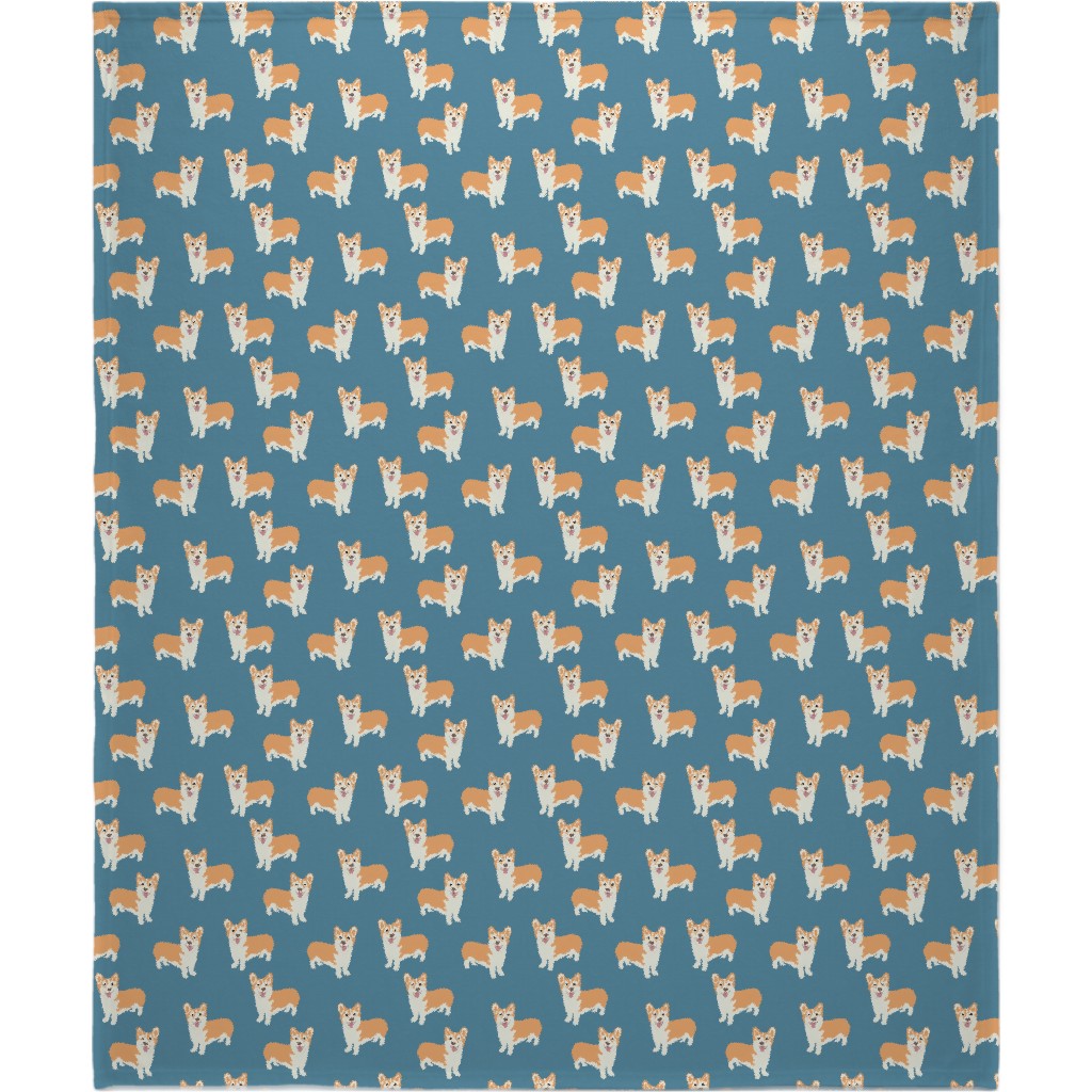 Corgi Blanket, Fleece, 50x60, Blue