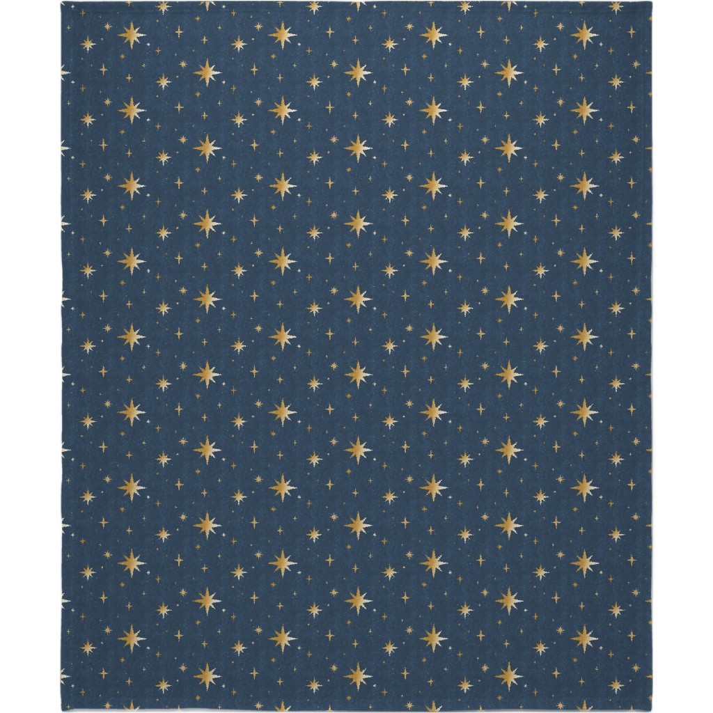 Art Deco Starbursts - Blue Blanket, Fleece, 50x60, Blue