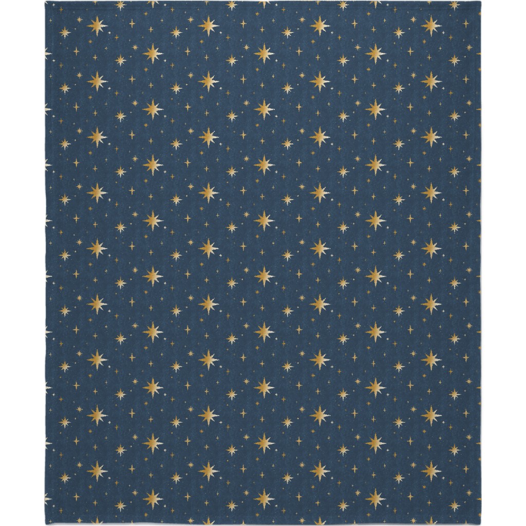 Art Deco Starbursts - Blue Blanket, Fleece, 50x60, Blue, True Blue
