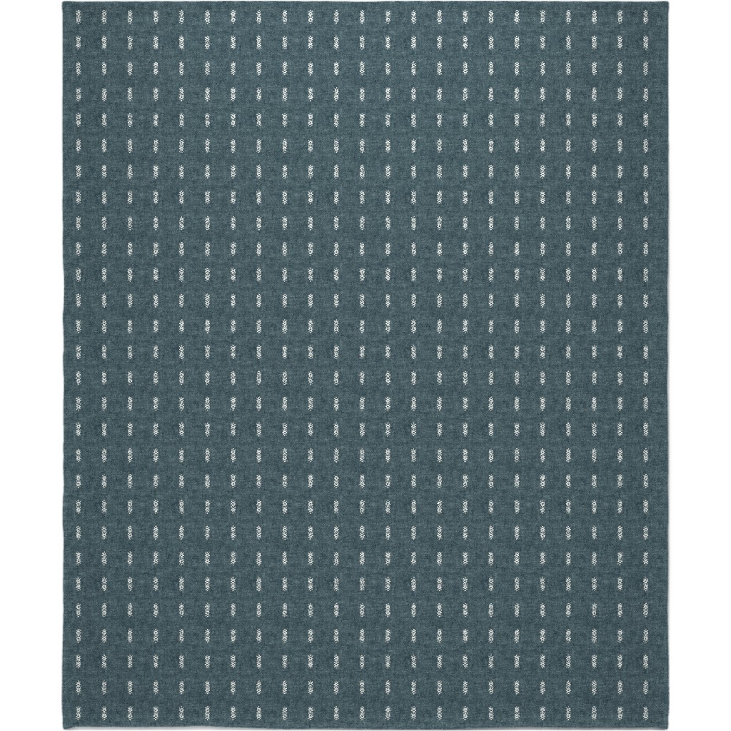 Cross Dash Mudcloth Stripes - Stone Blue Blanket, Fleece, 50x60, Blue