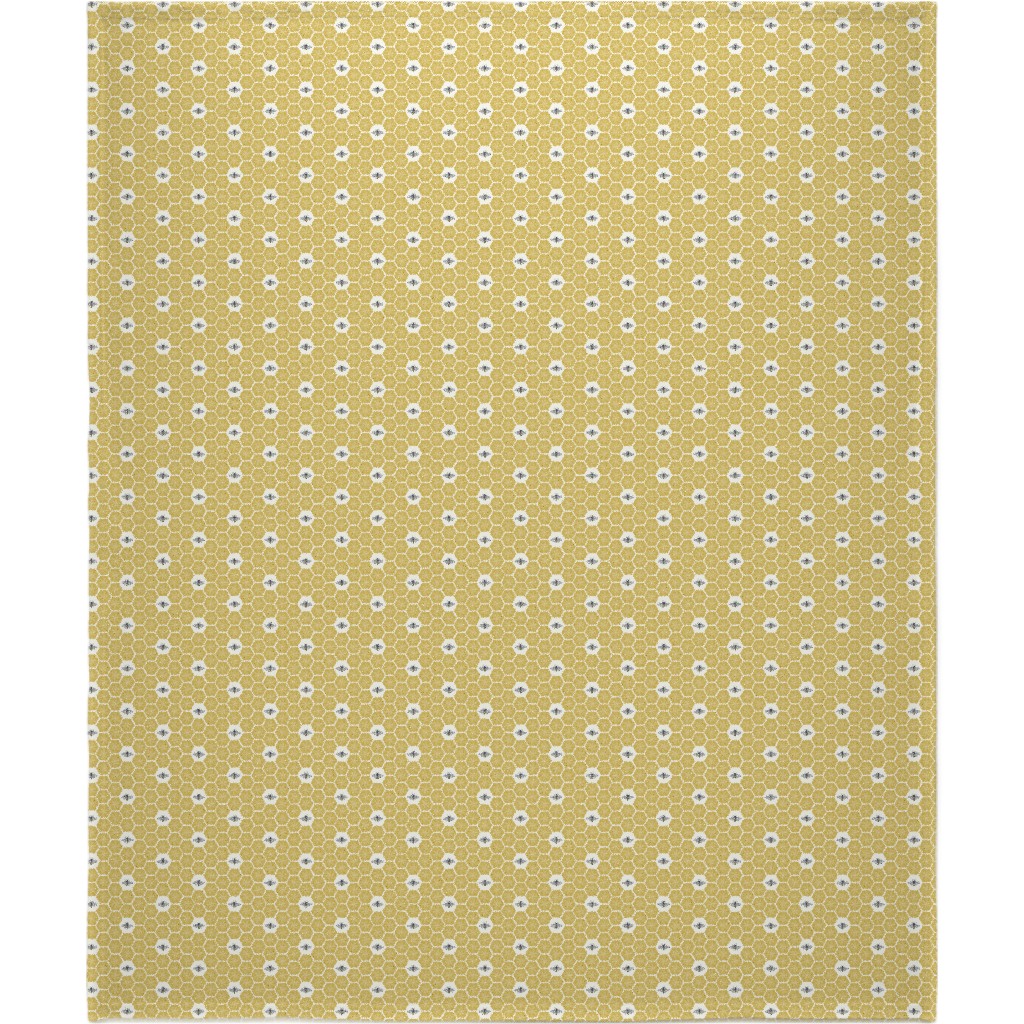 Bees Stitched Honeycomb - Gold Blanket, Fleece, 50x60, Yellow