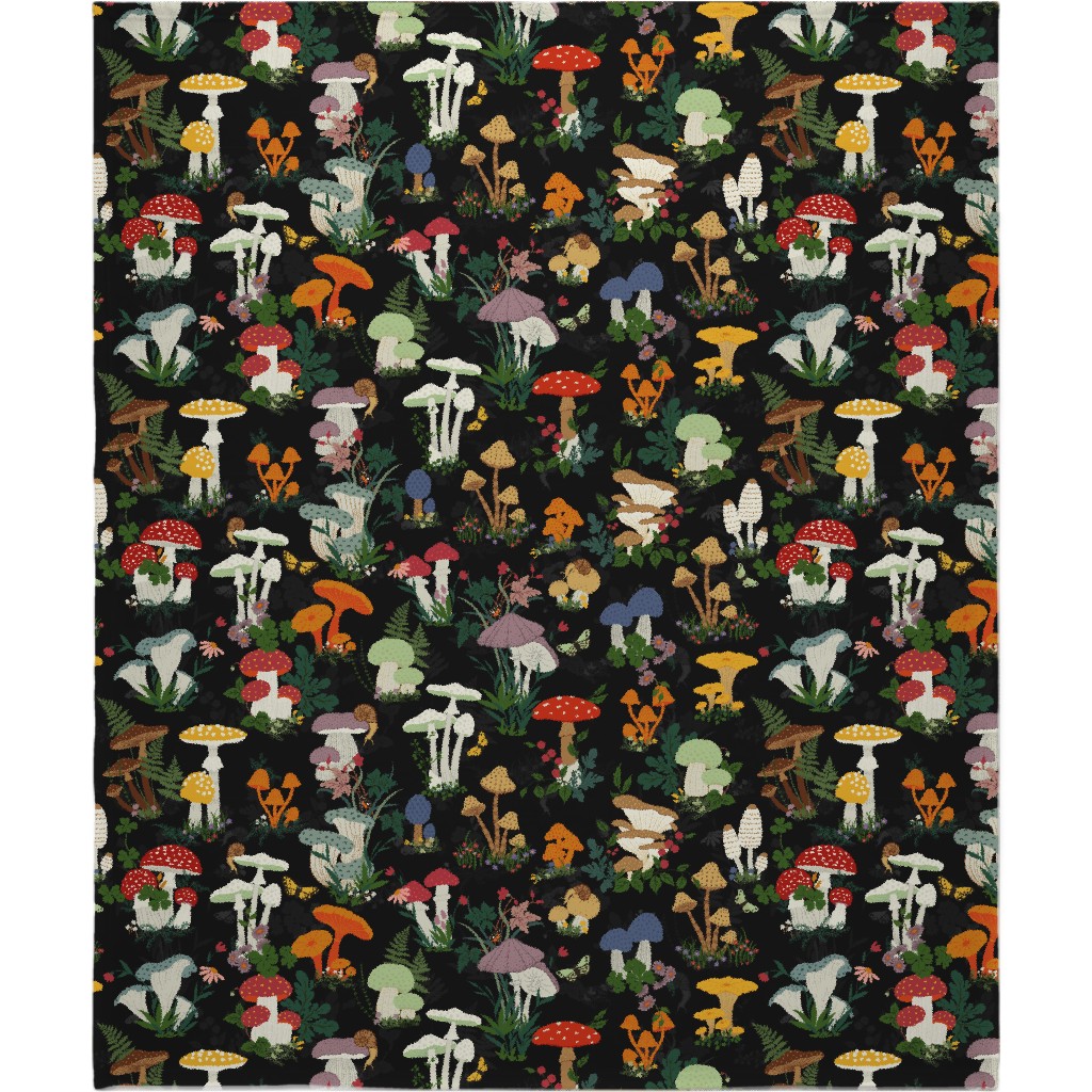 Mushroom Garden - Multi-Color Blanket, Fleece, 50x60, Multicolor