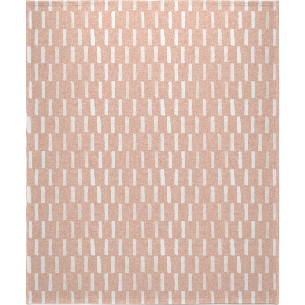Boho Dash Block Print - Dusty Pink Blanket, Fleece, 50x60, Pink