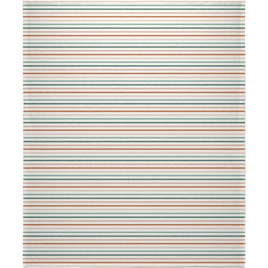 Skinny Stripes - Terracotta & Blue Sunset Blanket, Fleece, 50x60, Multicolor