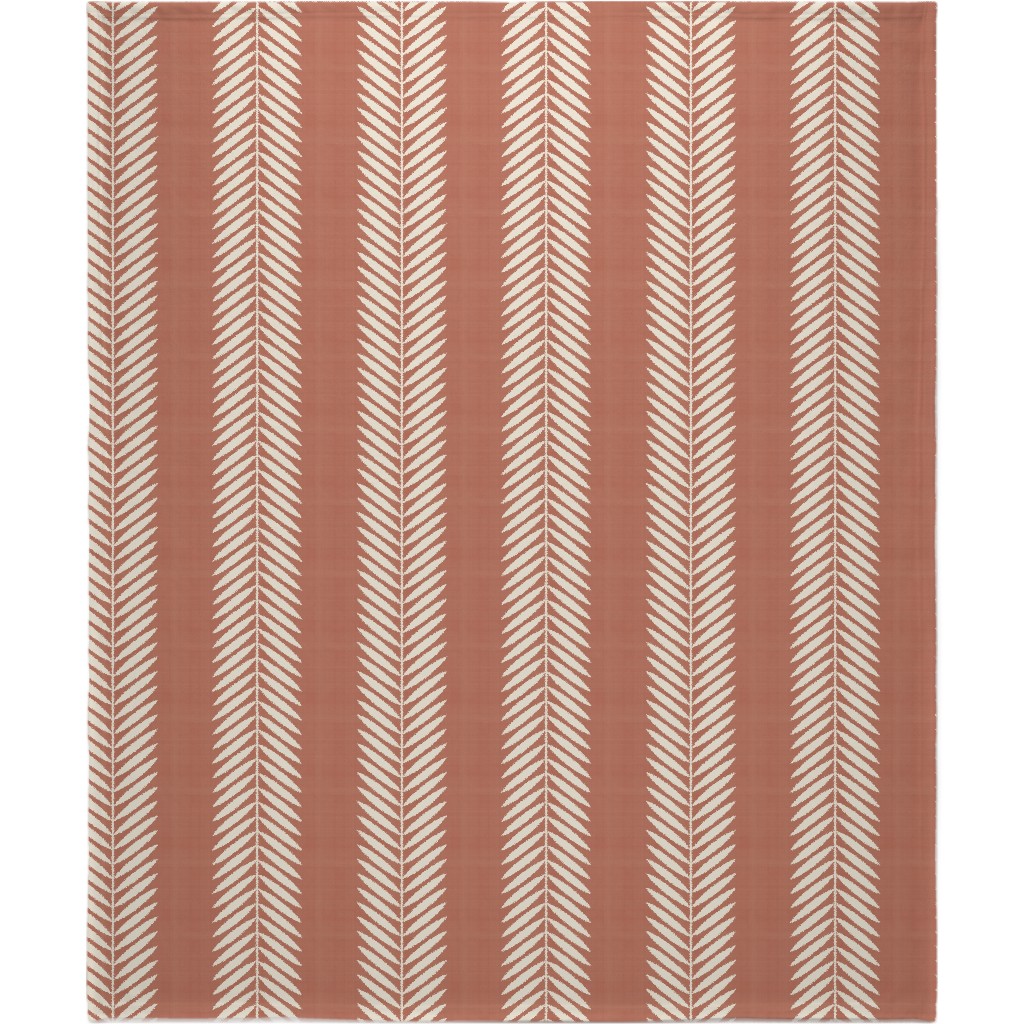 Laurel Leaf Stripe - Clay & Cream Blanket, Fleece, 50x60, Orange