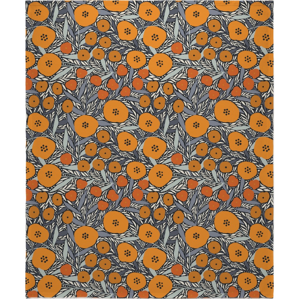 Eloise Floral - Orange Blanket, Fleece, 50x60, Orange, Orange