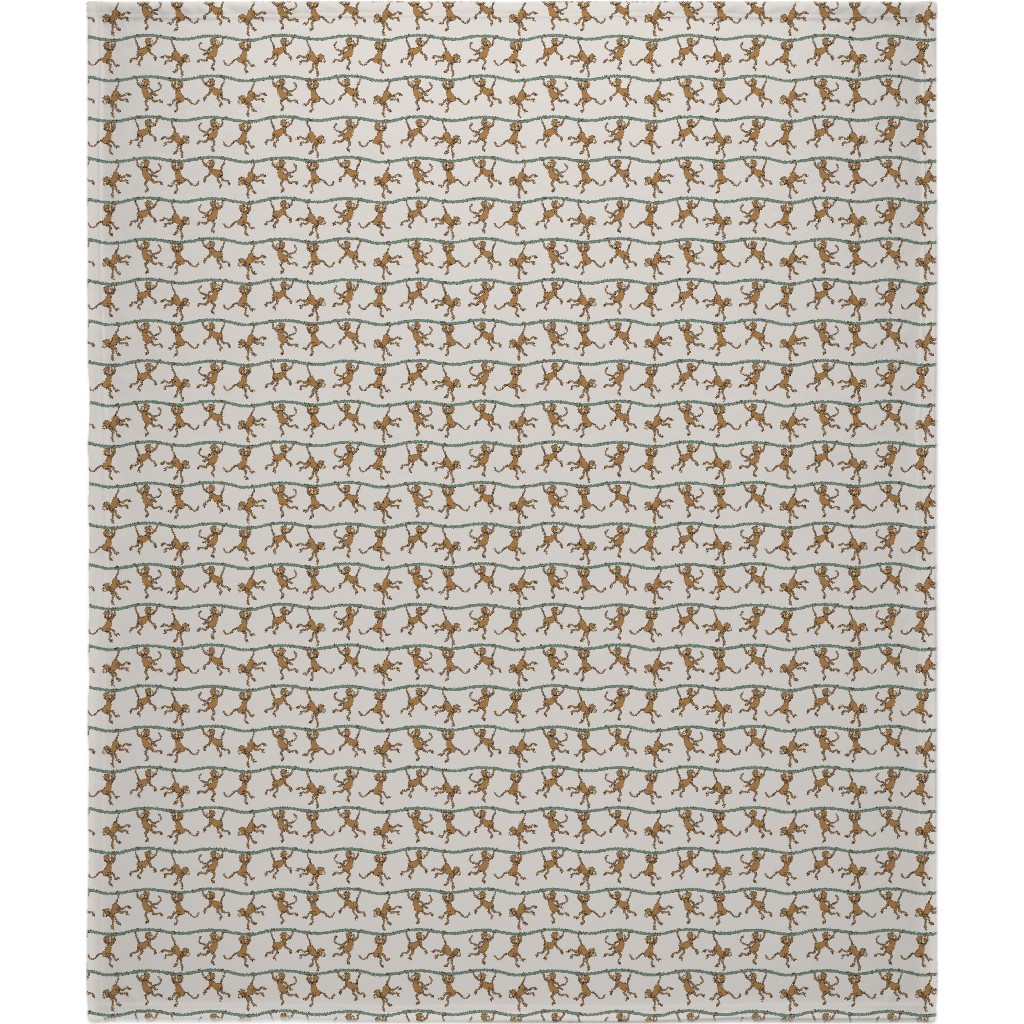 Swinging Monkeys Blanket, Fleece, 50x60, Beige, Stone