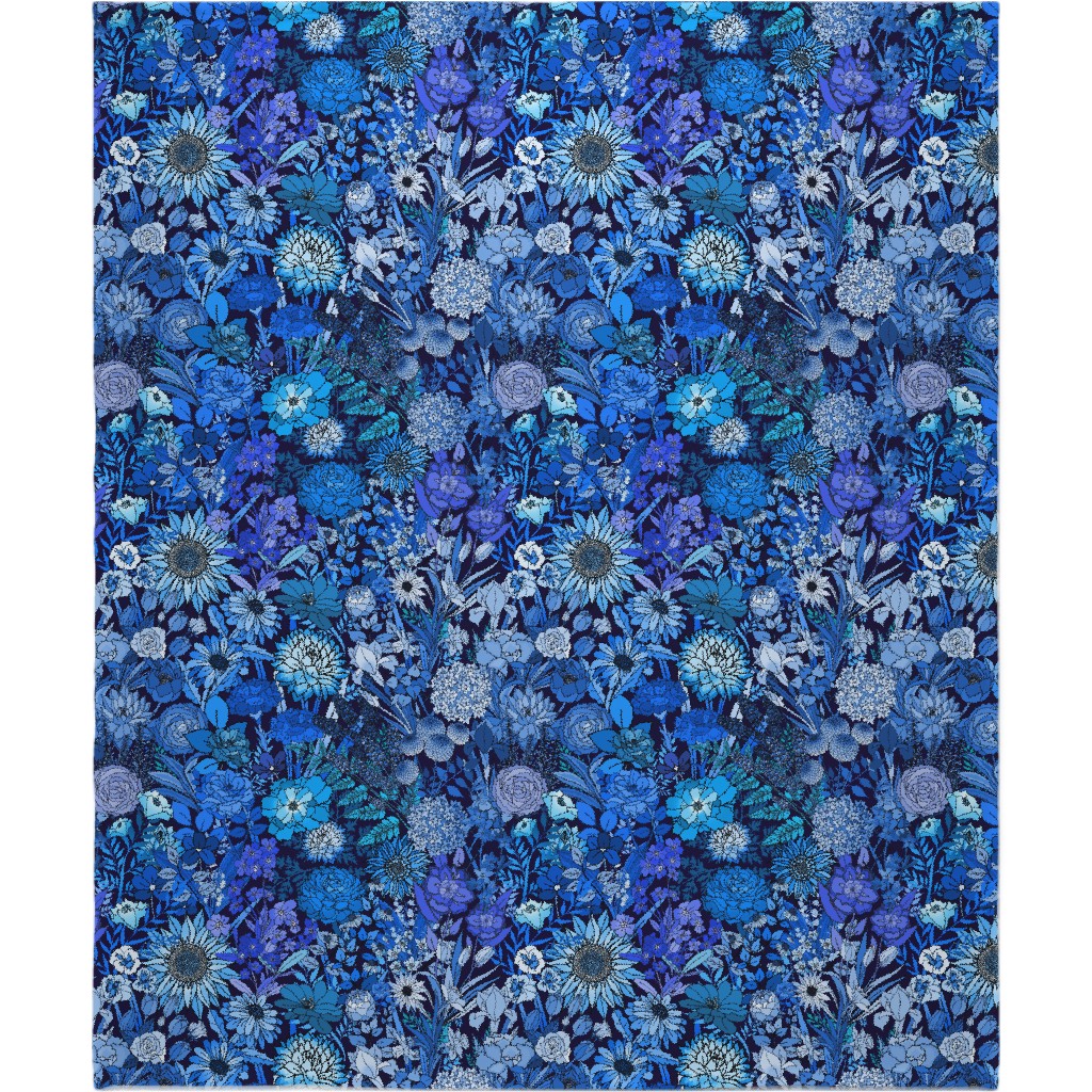 Frozen Flowers Blanket, Fleece, 50x60, Blue