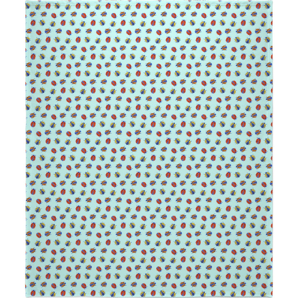 Classic Ladybugs Blanket, Fleece, 50x60, Blue, Powder Blue