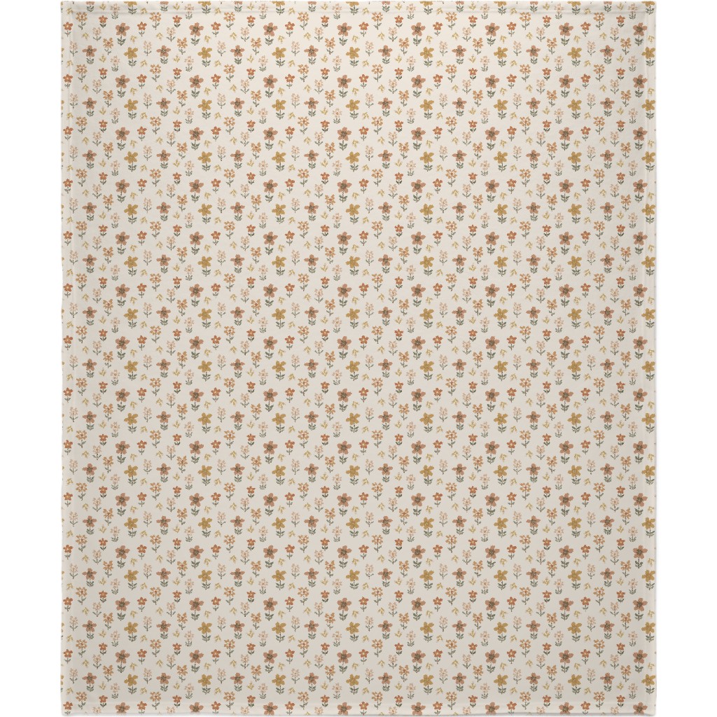 Retro Park Wildflowers Blanket, Fleece, 50x60, Beige, Pearl