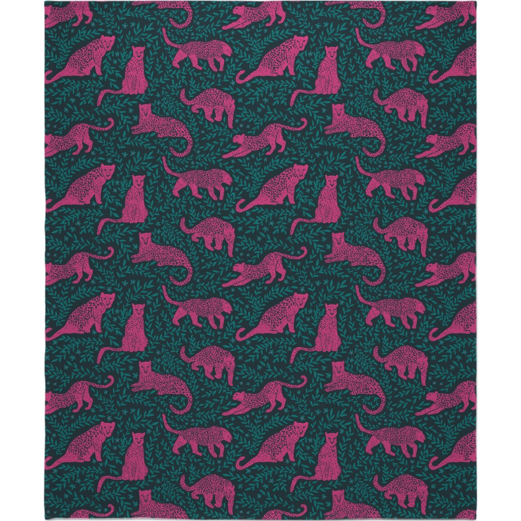 Jungle Cat Blanket, Fleece, 50x60, Pink