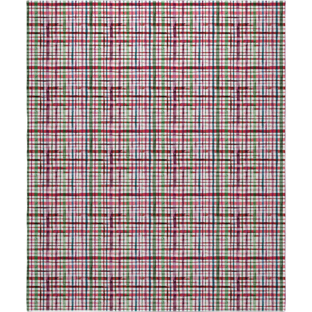 Watercolor Gingham - Red and Green Blanket, Fleece, 50x60, Multicolor