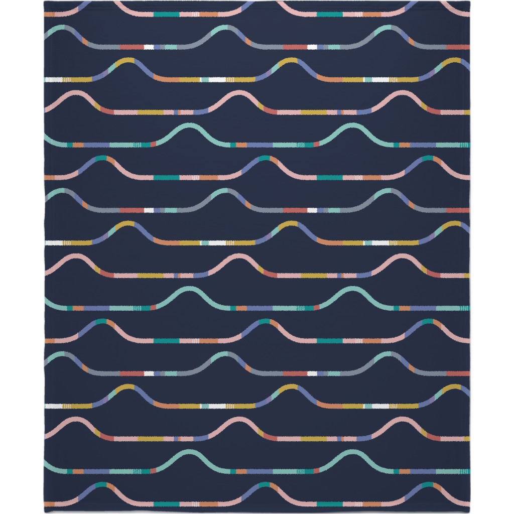 Draw the Line - Multi on Dark Blanket, Fleece, 50x60, Multicolor