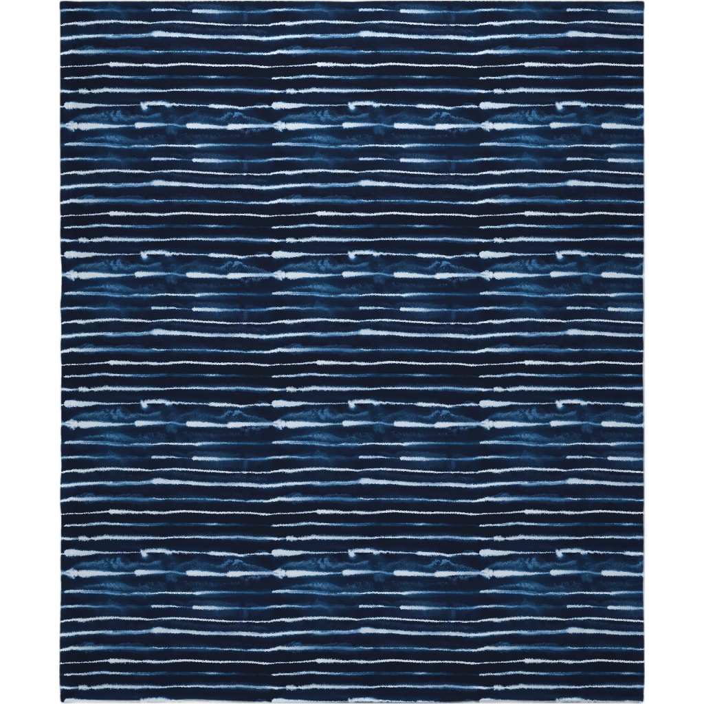 Ikat Watercolor Stripes - Navy Blanket, Fleece, 50x60, Blue