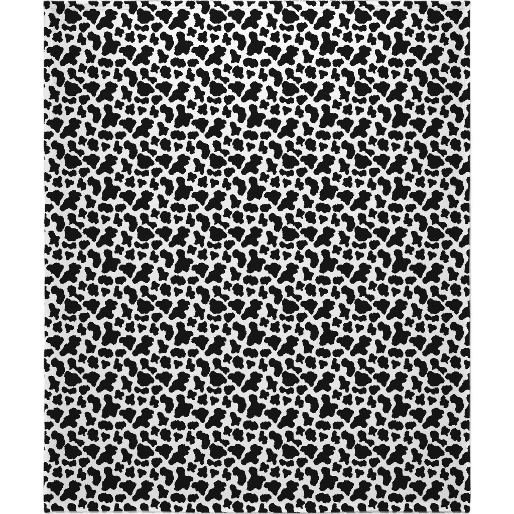 Cow Print Blanket, Fleece, 50x60, Black