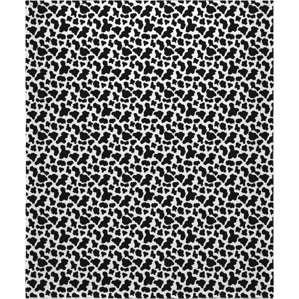 Cow Print Blanket, Fleece, 50x60, Black, Black