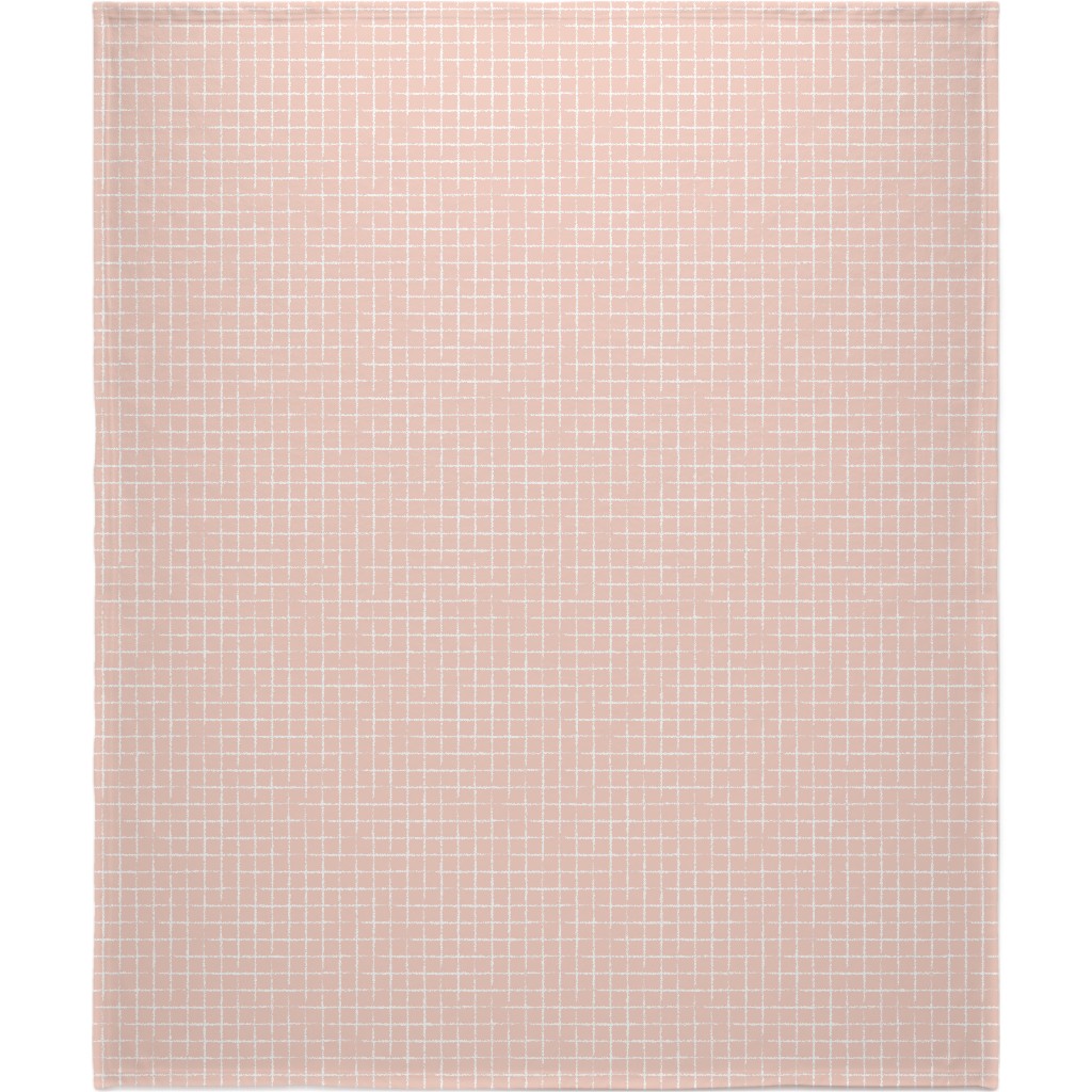 Minimalist Distorted Grid Blanket, Fleece, 50x60, Pink