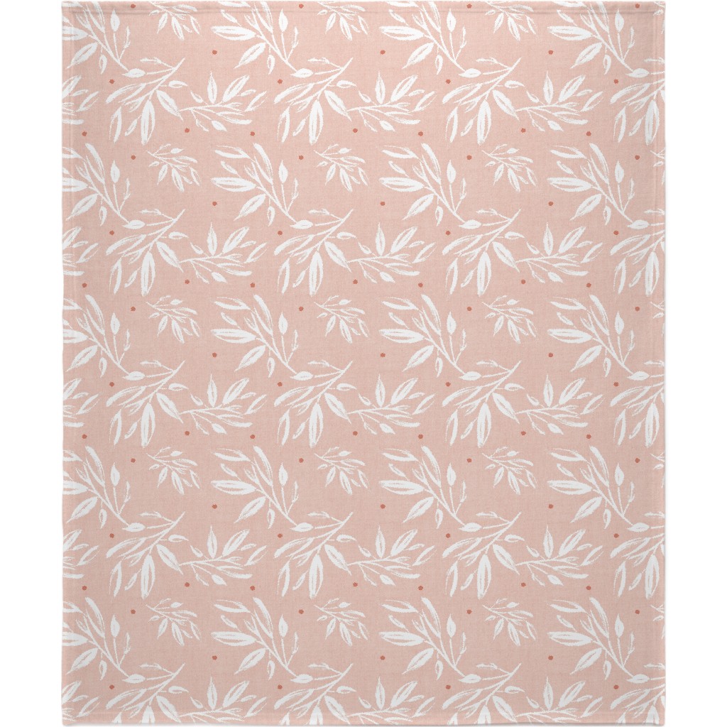 Zen Botanical Leaves - Blush Pink Blanket, Fleece, 50x60, Pink