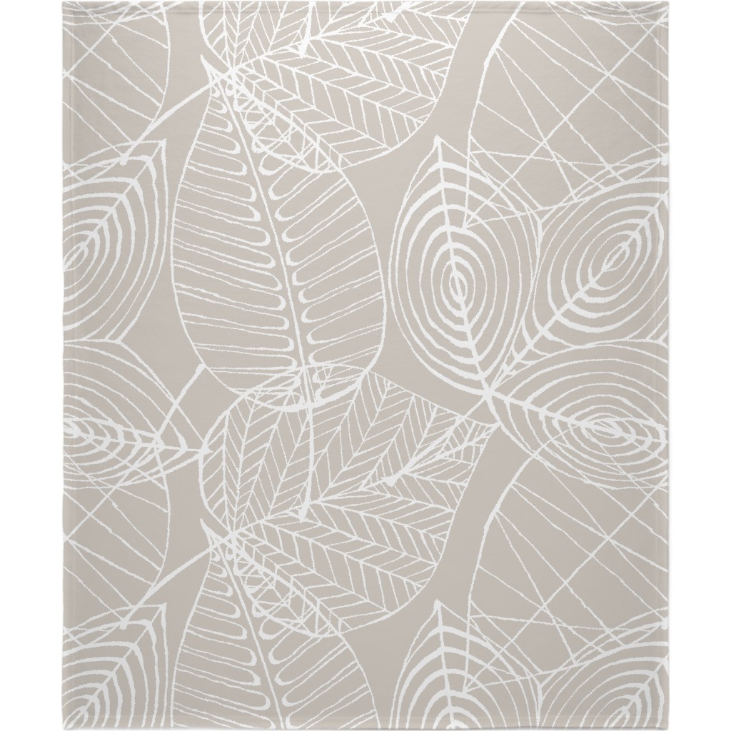 Leaves - Greige Blanket, Fleece, 50x60, Beige