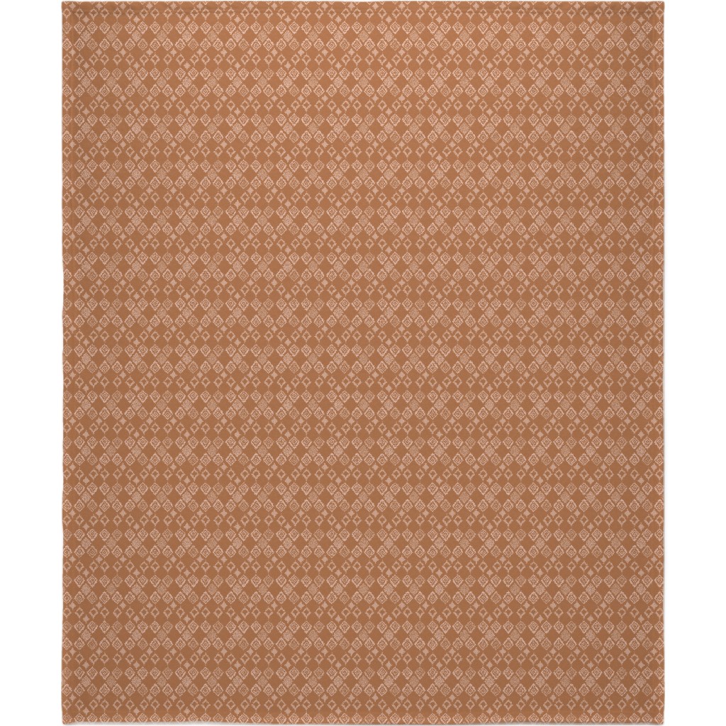 Boho Fair Isle - Rust Blanket, Fleece, 50x60, Orange