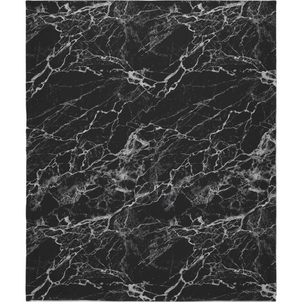 Faux Marble - Black Blanket, Fleece, 50x60, Black