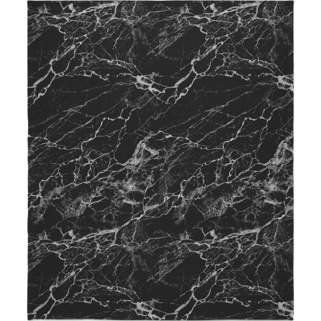 Faux Marble - Black Blanket, Fleece, 50x60, Black, Black