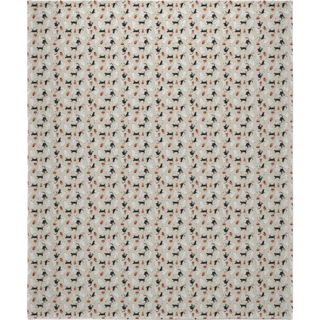 Spooky Halloween Blanket, Fleece, 50x60, Beige, Pearl