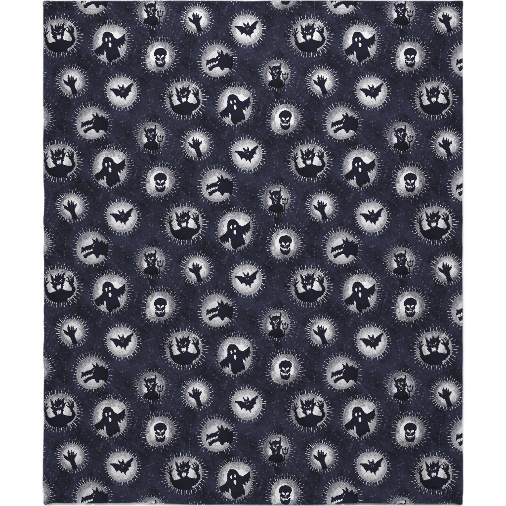 Are You Scared Yet - Gray Blanket, Fleece, 50x60, Black, Black