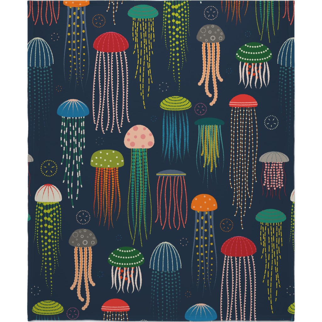 Just Jellies - Multi on Navy Blanket, Fleece, 50x60, Multicolor