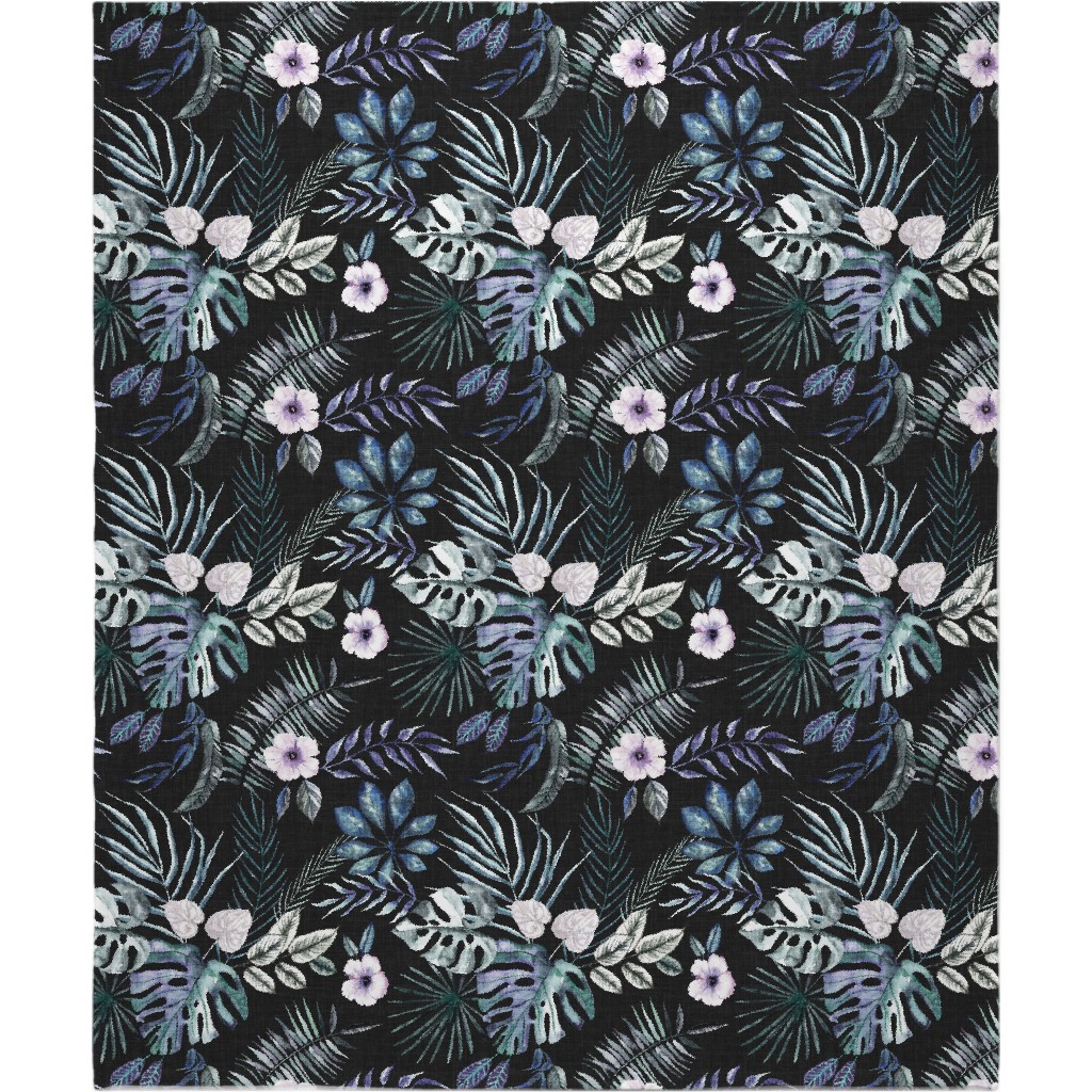 Phantasmagorial Jungle Blanket, Fleece, 50x60, Black, Black