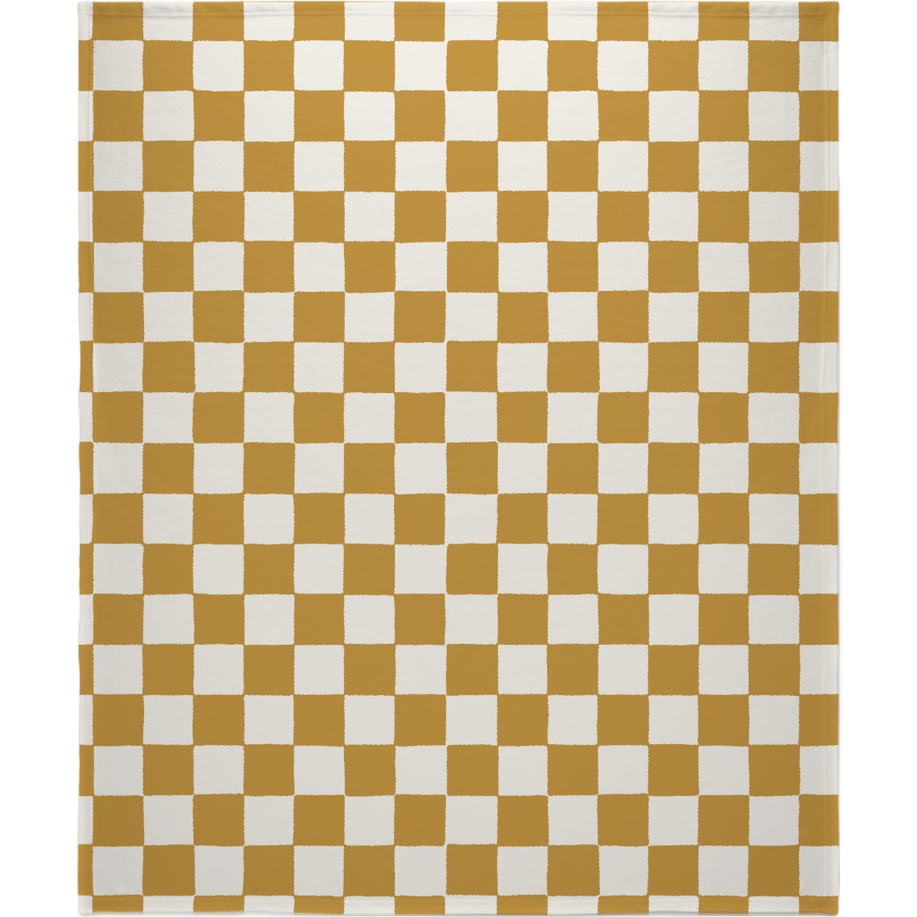 Retro Checker Checkerboard Blanket, Fleece, 50x60, Yellow, Golden