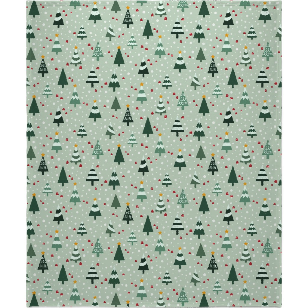 Christmas Forest - Green Blanket, Fleece, 50x60, Green, Classic Green