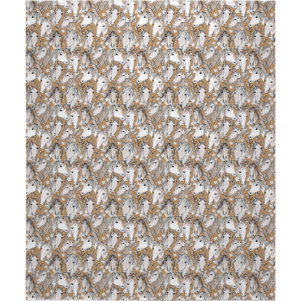 Wild Horses Blanket, Fleece, 50x60, Brown